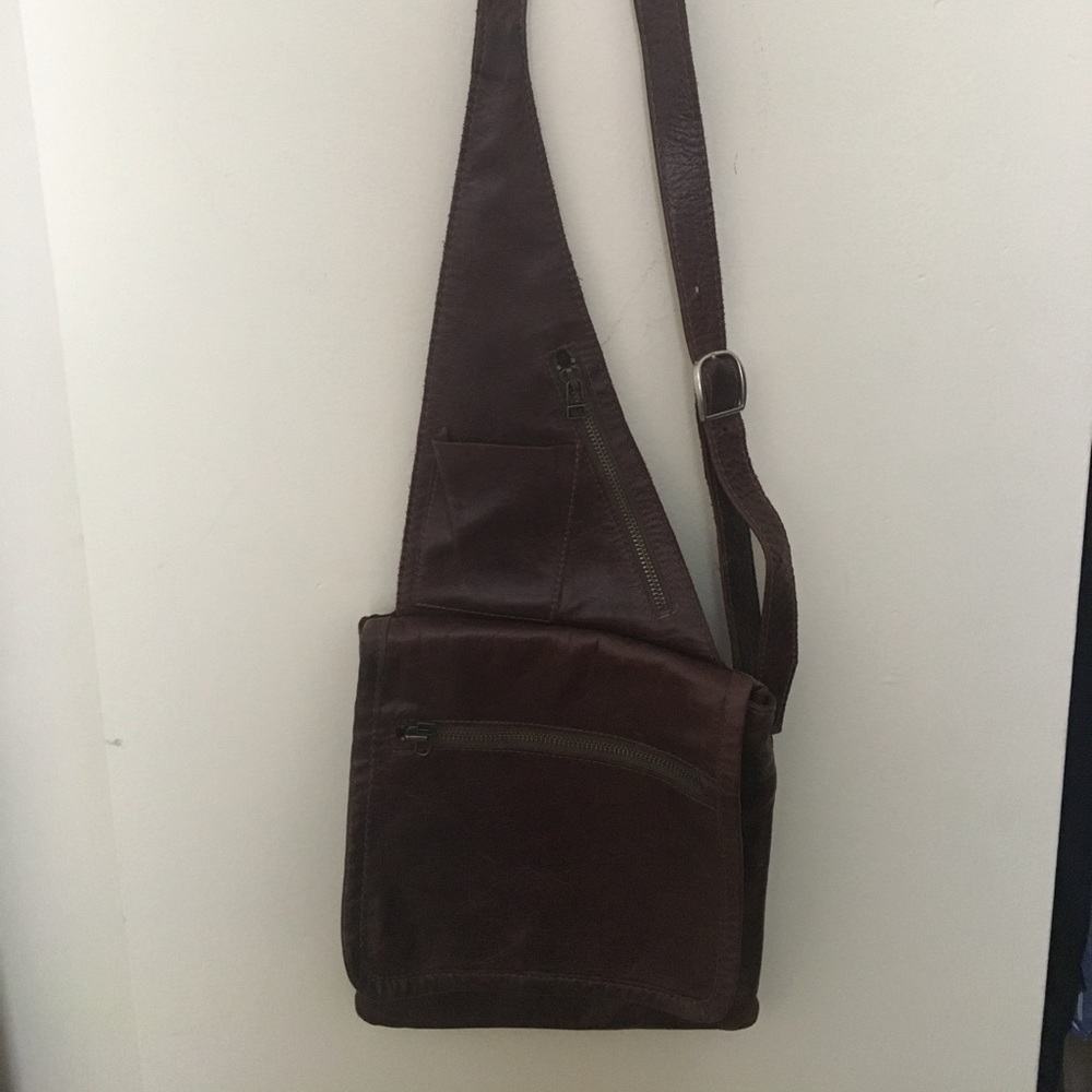 RARE ✨ Brown Genuine Leather Crossbody