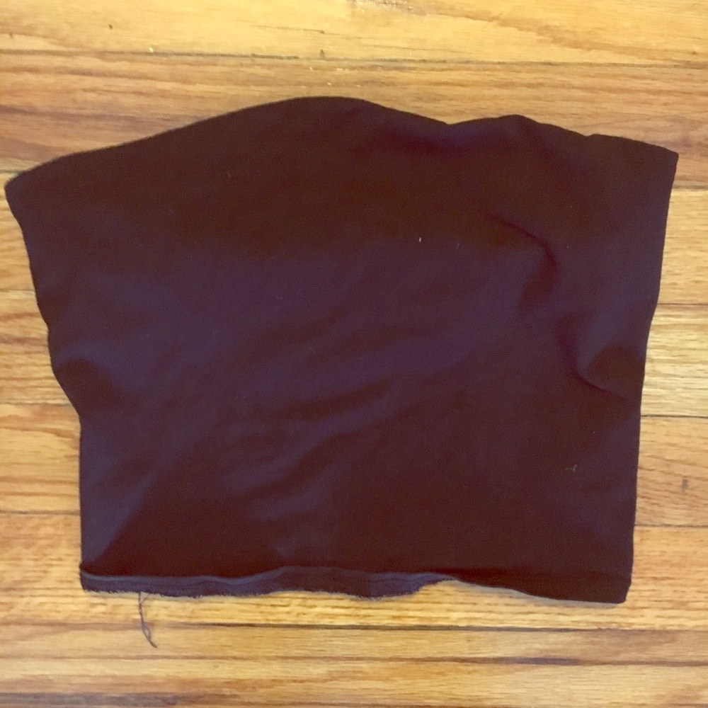 Silence + Noise Strapless Black Crop Top