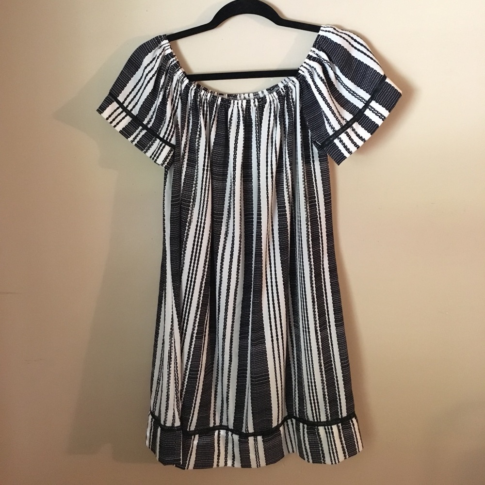 Off the shoulder black and white dress