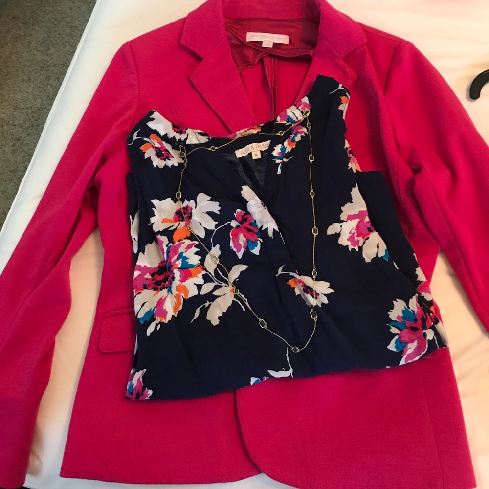 Navy blue floral top