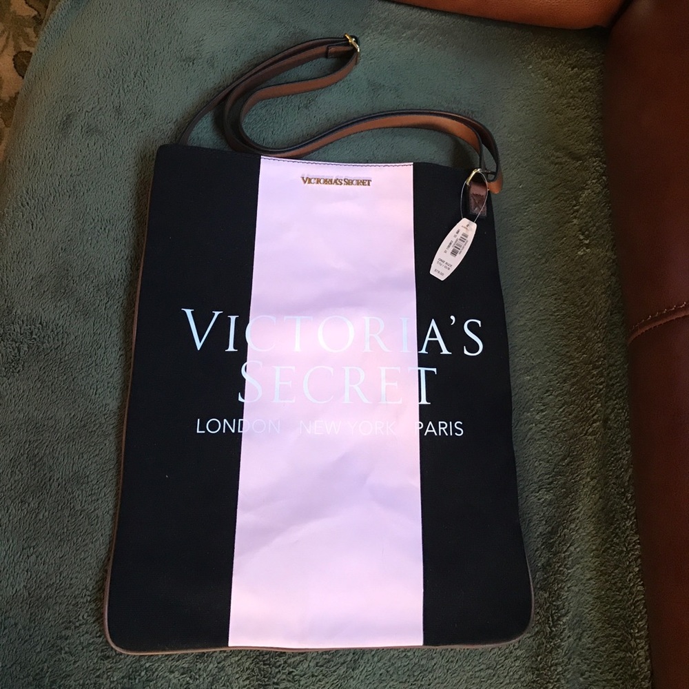 NWT Victoria Secret Logo Deep Canvas Tote Bag London Paris