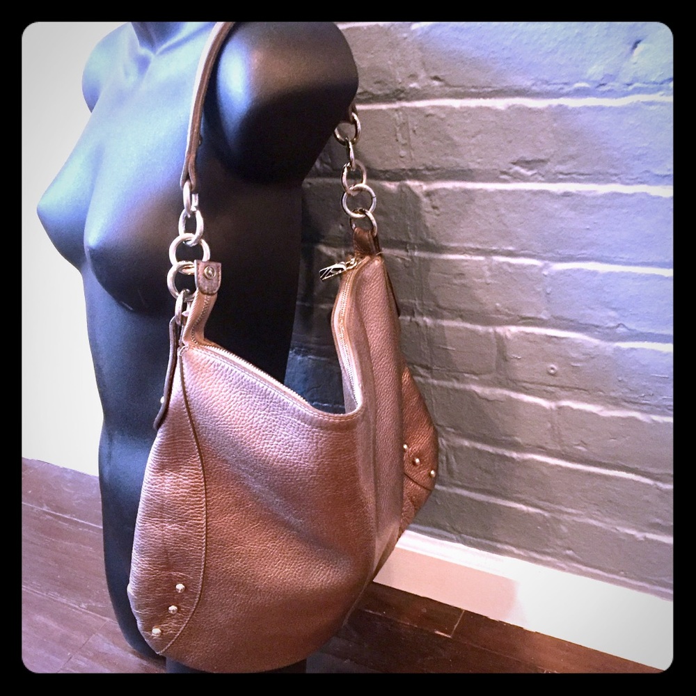 Vintage Metallic Furla 💯% Leather Hobo bag!!