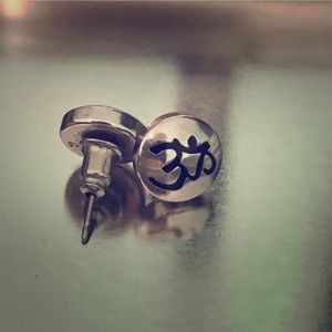 Alex and Ani Sacred Stud OM earrings