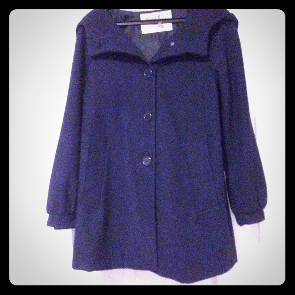 Kimchi Blue Hooded Wool Coat Navy M~