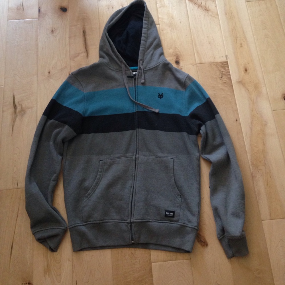 Gray and blue Zoo York hoodie.