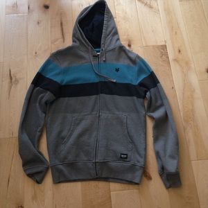 Gray and blue Zoo York hoodie.