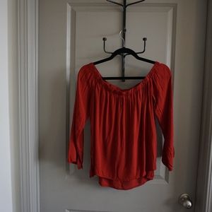 Burnt Orange Off-the-Shoulder Top
