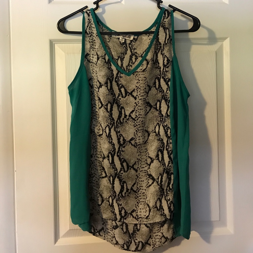 SALE!! Teal & Snakeskin print hi/low tank top