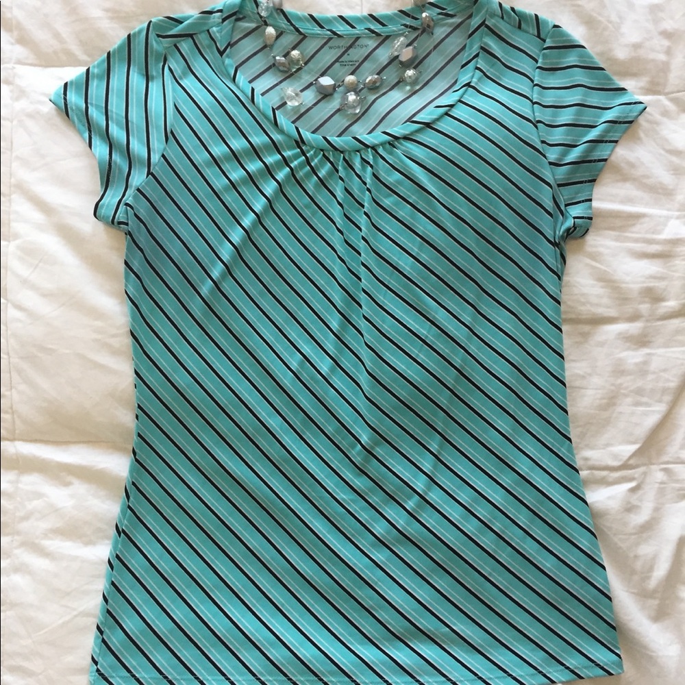 Cute teal and black striped shirt