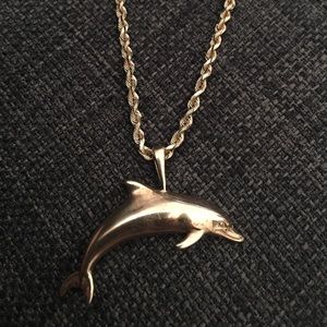 14k gold dolphin pendant necklace.