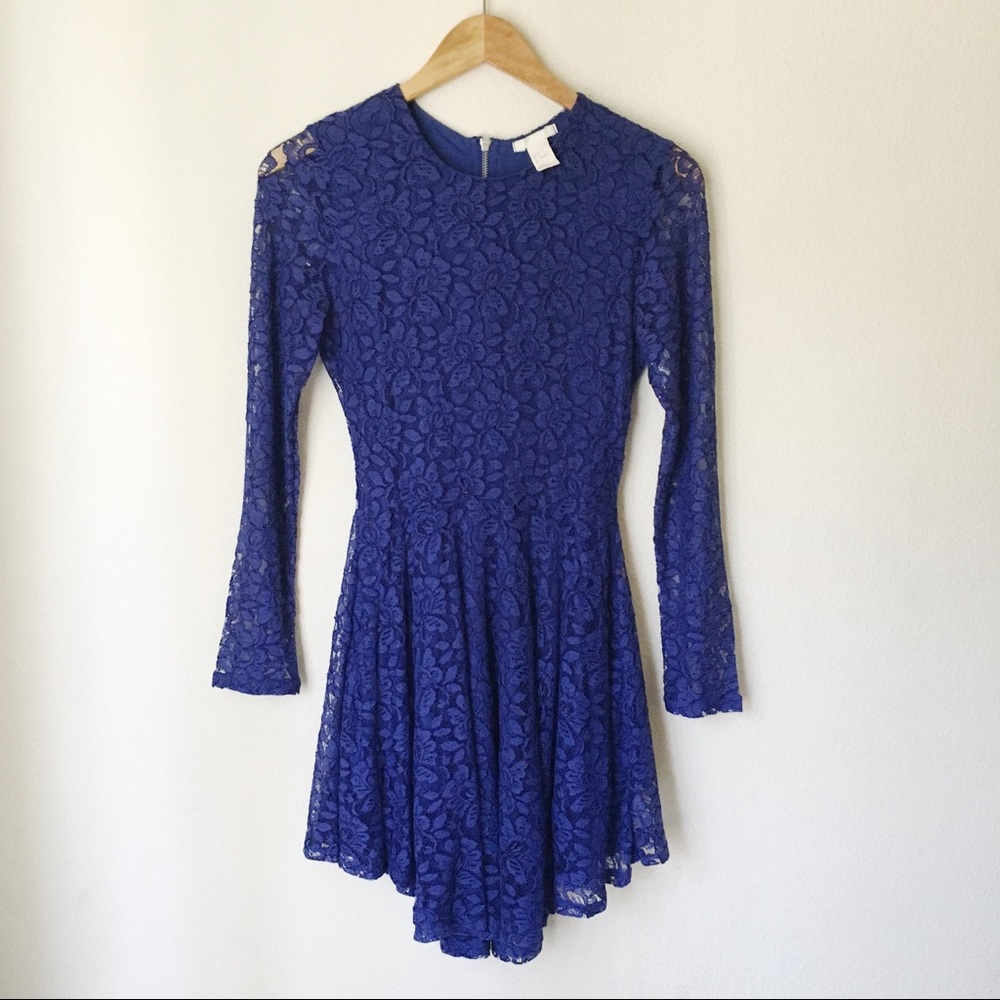 h&m • blue flowy lace dress