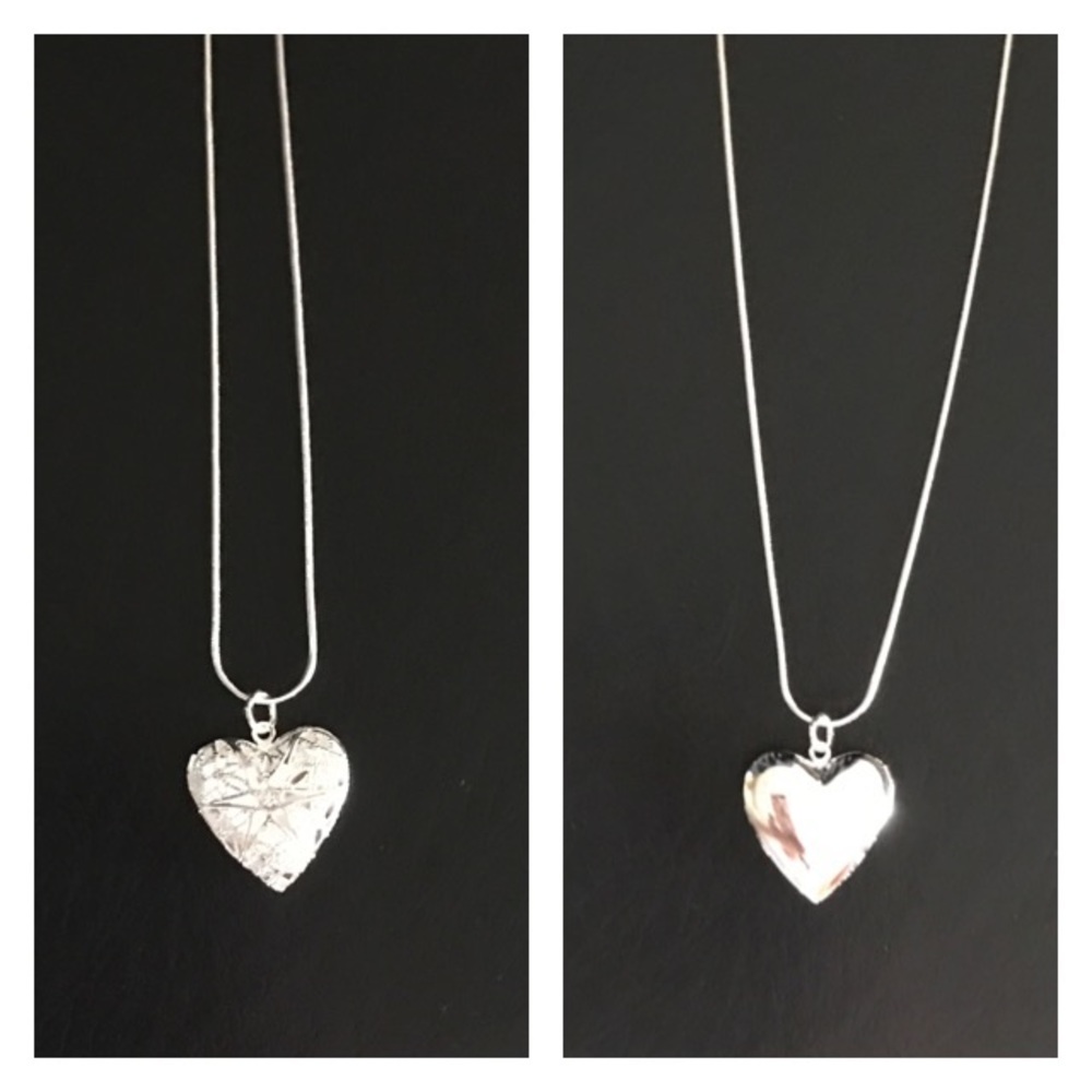 NWOT Silver Star Filigree Heart Locket Necklace - Picture 4 of 5