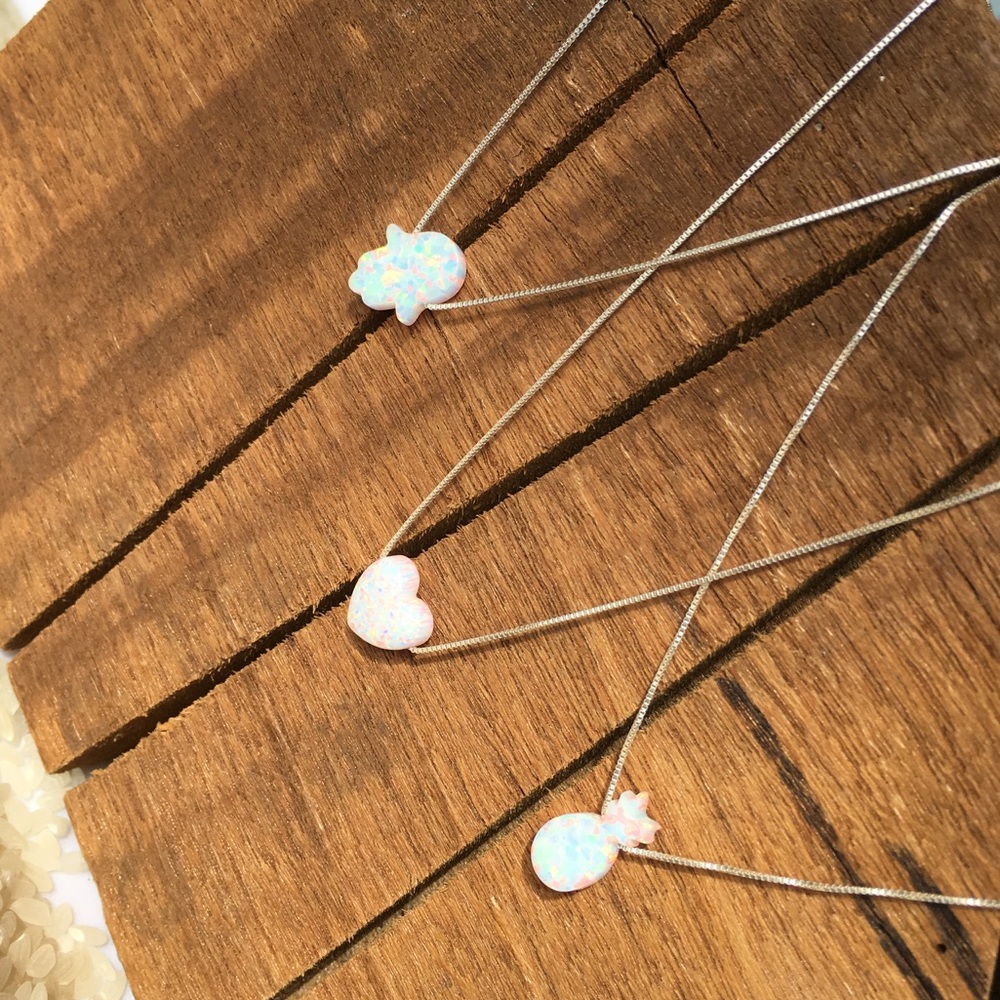 Opal sterling silver necklaces