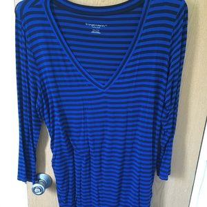 Blue and black stripped maternity shirt