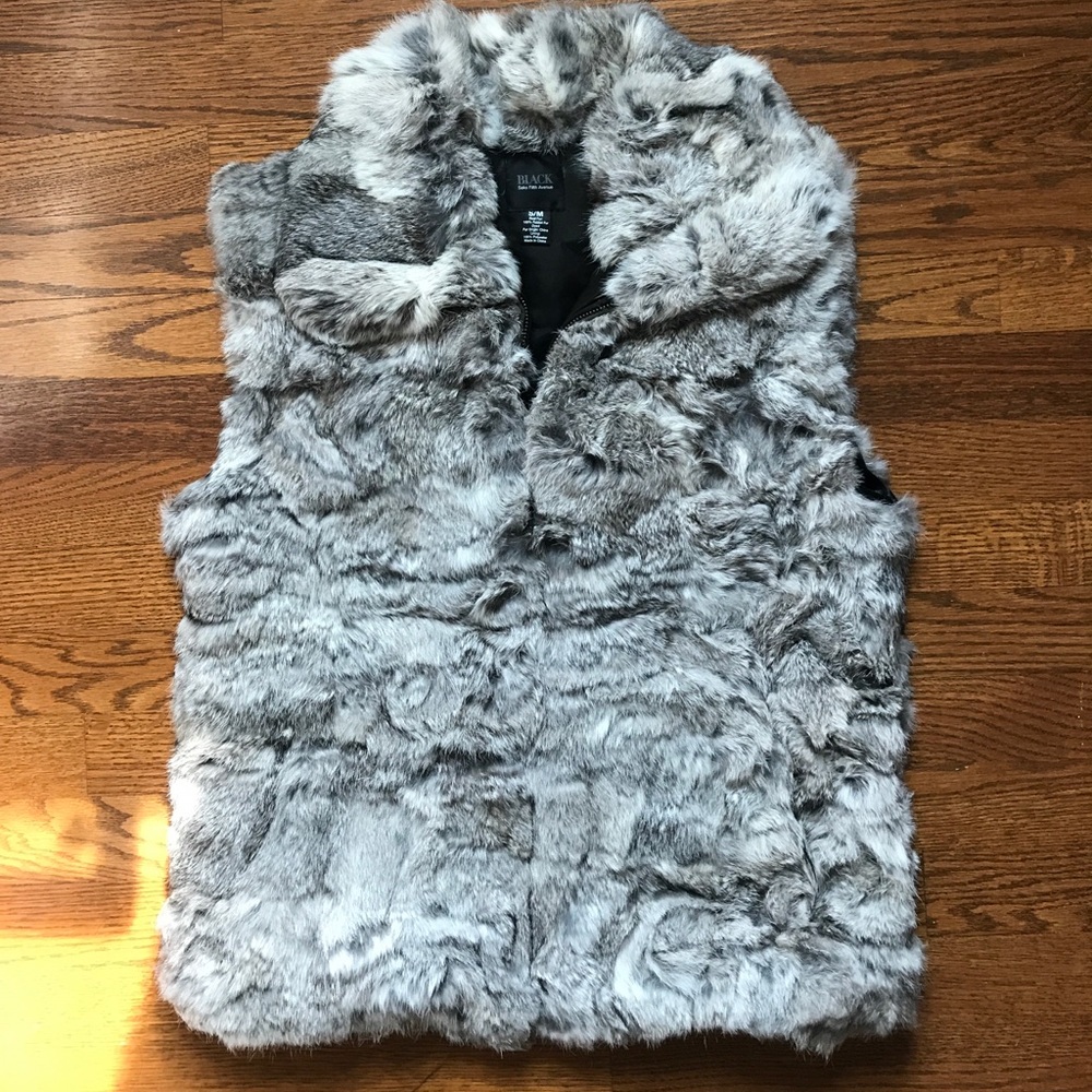 Real rabbit fur vest, Black by Saks Fifth Avenue