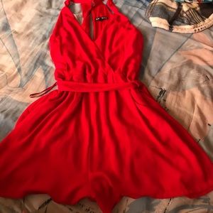 Red Express Halter Romper