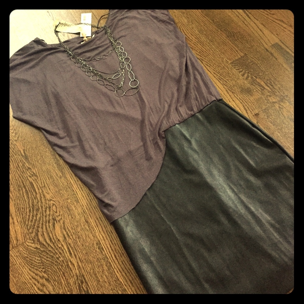 Mixed material, faux leather dress by StitchFix