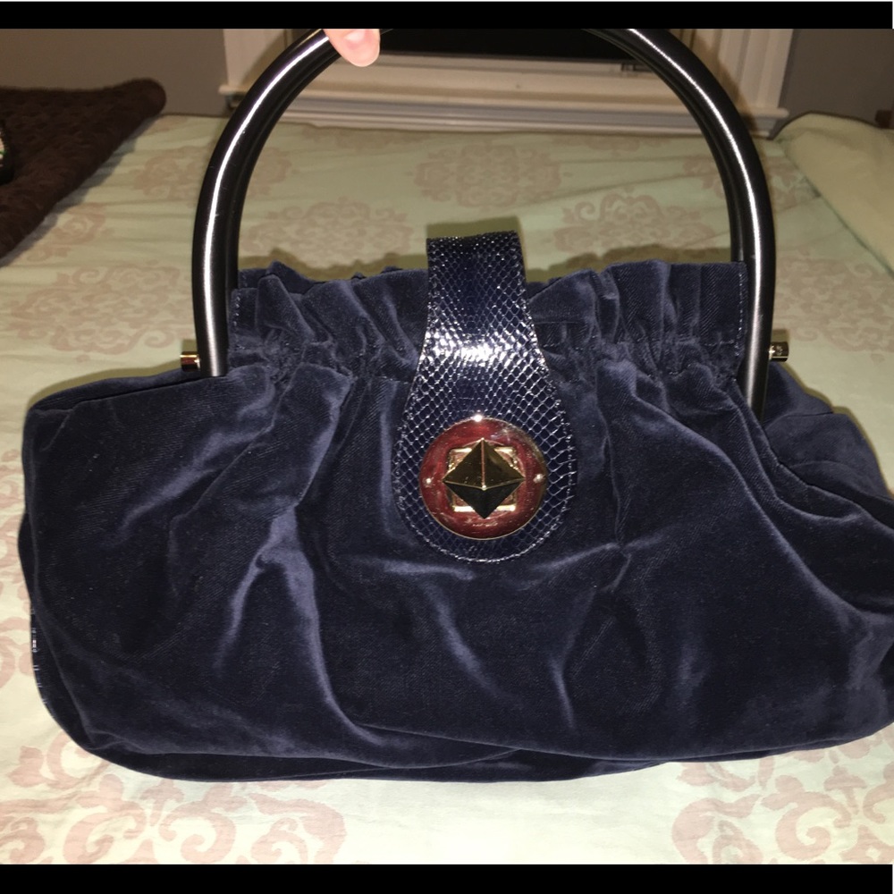 Authentic Kate Spade Maya blue velvet satchel