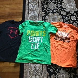 1 Adidas and 2 under armor t-shirts