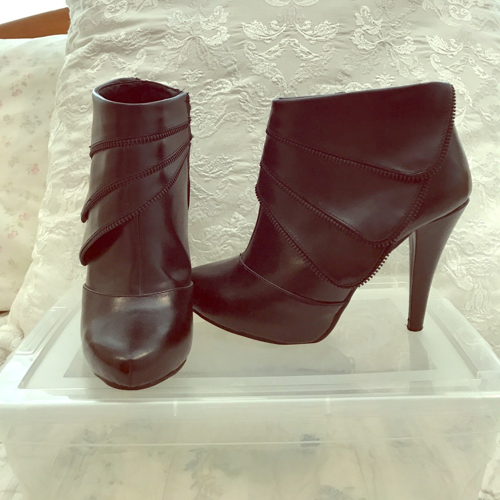 Black ankle boots with zipper detail