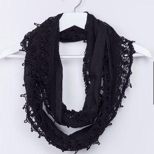 2- LANE BRYANT ETERNITY SCARFS WITH CROCHET TRIM