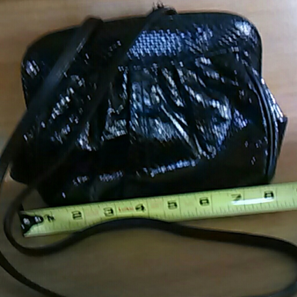 Black snakeskin like evening mini bag