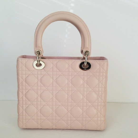 $4100 Lady Dior Medium Pink Lambskin Leather Bag - Picture 2 of 8