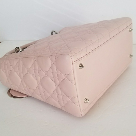 $4100 Lady Dior Medium Pink Lambskin Leather Bag - Picture 4 of 8