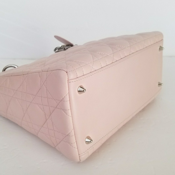 $4100 Lady Dior Medium Pink Lambskin Leather Bag - Picture 6 of 8