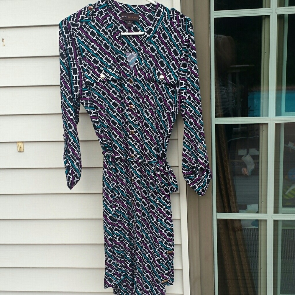 Dana Buchman short dress black purple career