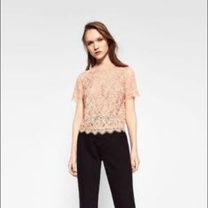 Embroidered Pink Top - Zara
