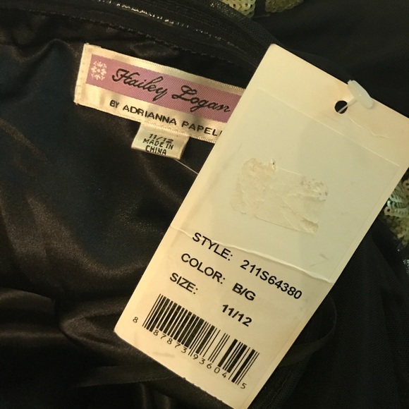 # Gorgeous Adrianna Papell Strapless Black Tulle Short Dress With Gold Sequins - Picture 8 of 8