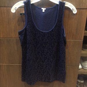 J. Crew Navy Blue Sequined Tank Top