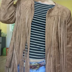 Western fringe satin lined jacket