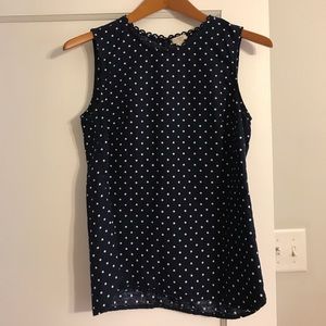 J.Crew Navy Dot Sleeveless Top