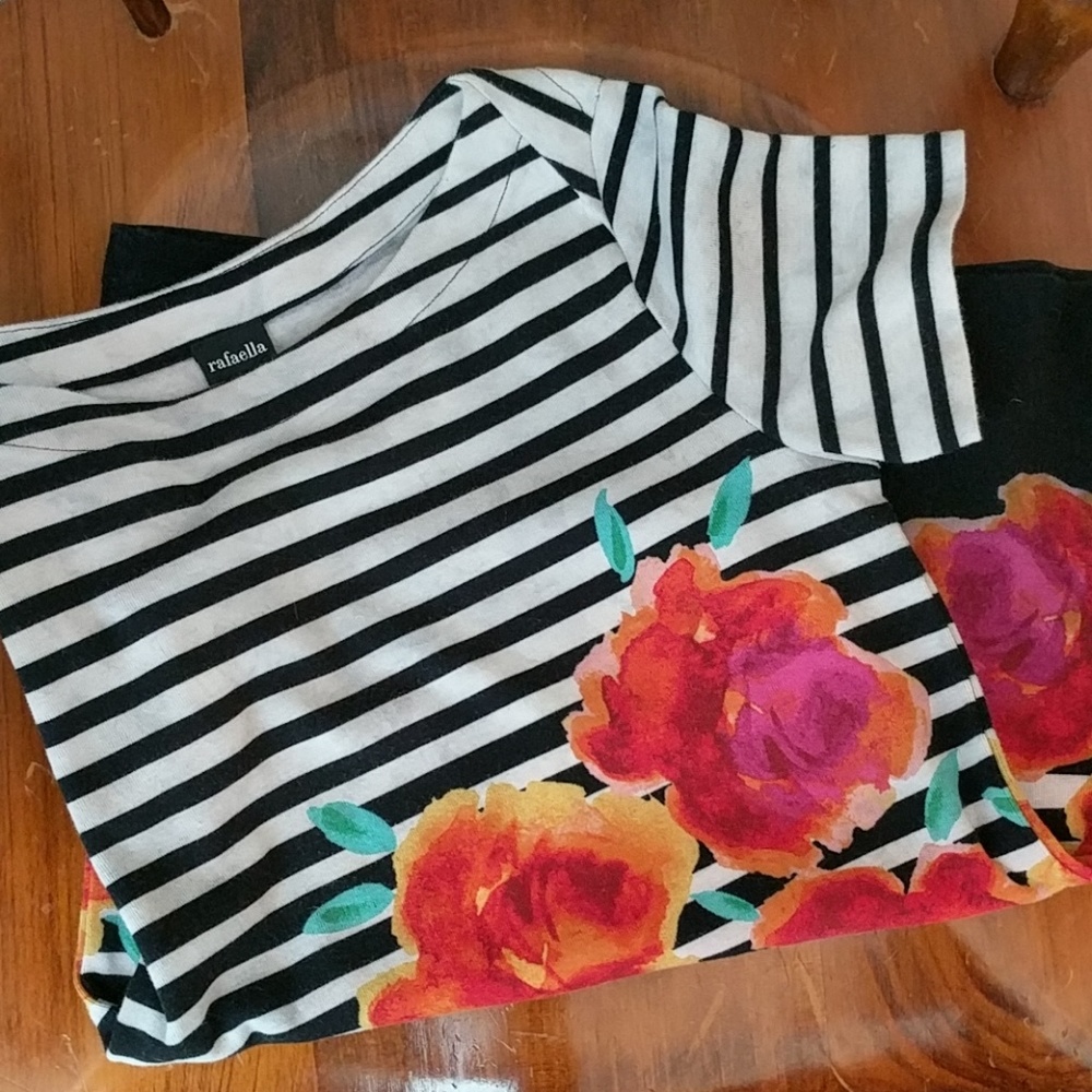 Rafaellea Striped and Vibrant Floral Top