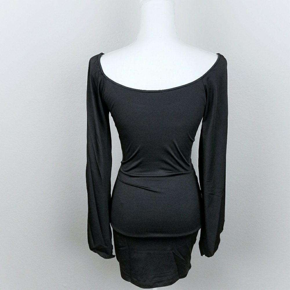Black Ribbon Corset Lace Up Gothic Dress Witchy S - Picture 2 of 8