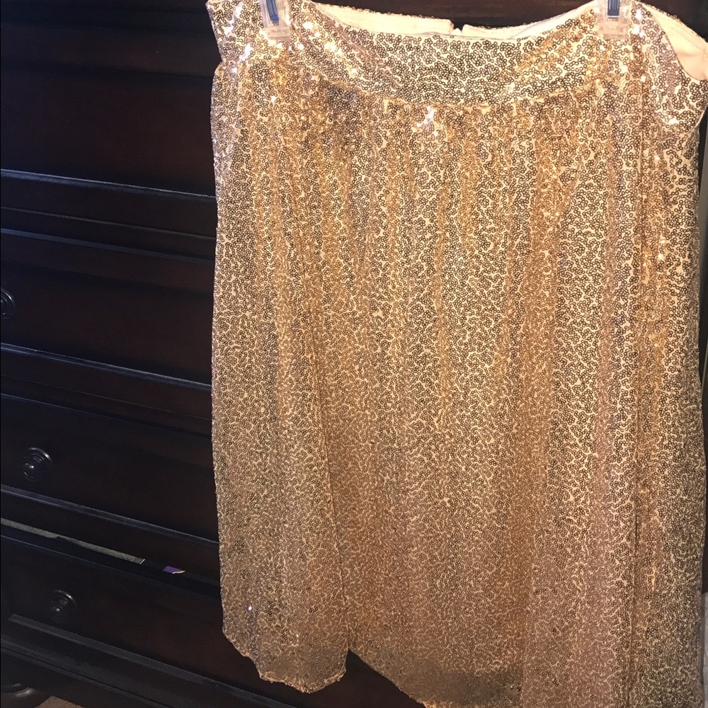 GOLD Sequin Zip Up Skirt
