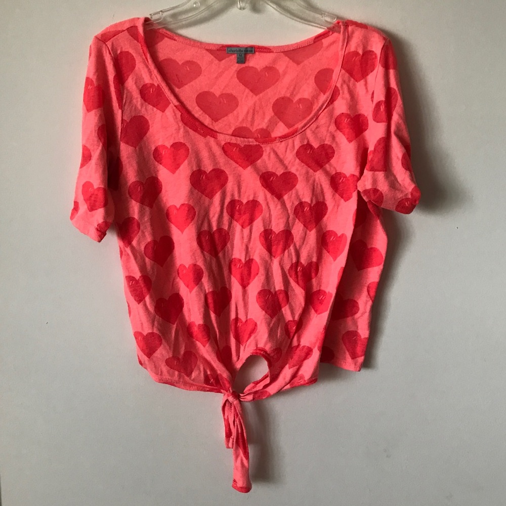 CHARLOTTE RUSSE Pink & Red Tie Up Crop Top size M
