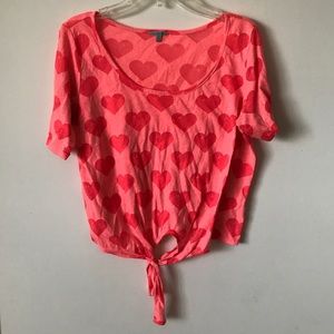 CHARLOTTE RUSSE Pink & Red Tie Up Crop Top size M
