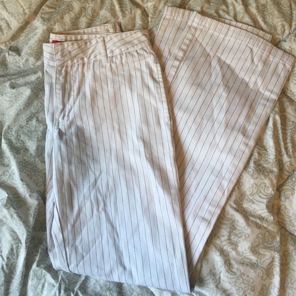 White Dickies Low Rise Pinstripe Pants