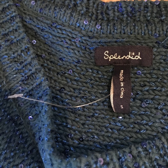 *Splendid Scoop Neck Cropped Sweater Sequined - Picture 3 of 8