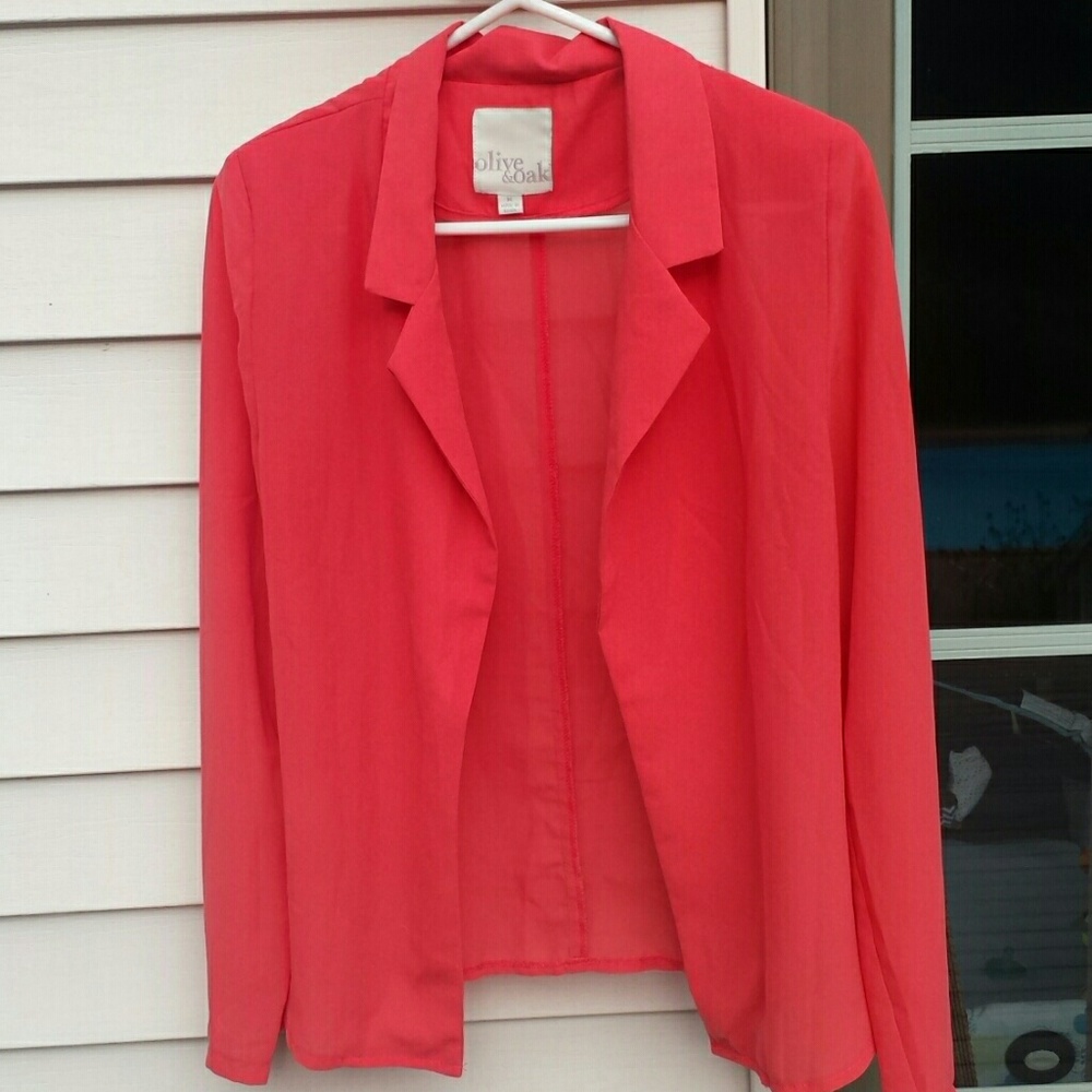 Olive and Oak sheer coral pink  blazer chiffon