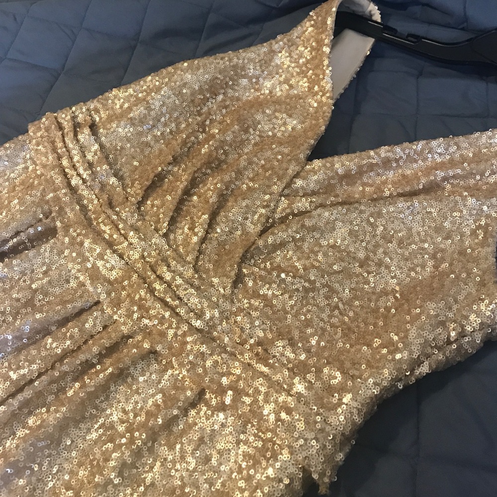 Sorella Vita Gold Sequin Long Bridesmaid dress