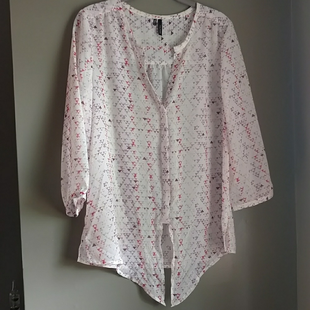 Maurices multi colored white sheer blouse Large