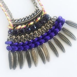 ✅LONG PENDANT NECKLACE WITH FEATHER METAL DETAILS