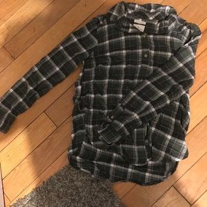 American eagle Boyfriend fit green flannel
