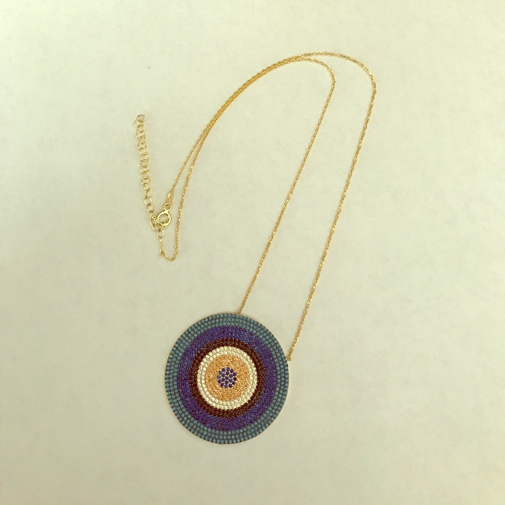 Turquoise and gold plated cz Evil Eye Necklace