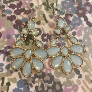 Light teal chandelier style earrings