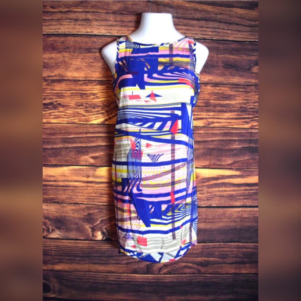 Oat + Fawn Small 100% Silk Geometric Party Dress